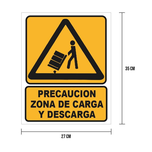 Cartel "Precaución zona de carga y descarga"