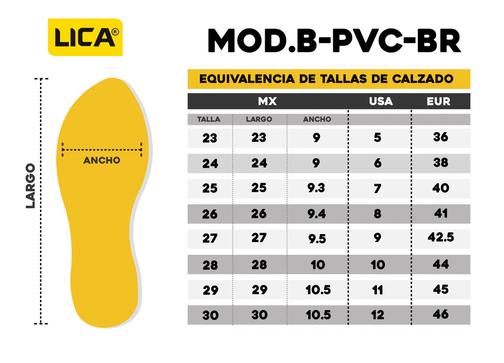 Bota industrial de PVC Mod. B-PVC-BR marca LICA