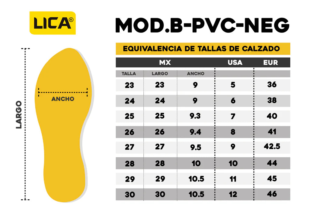 B-PVC-NEG-23 Bota de PVC marca LICA