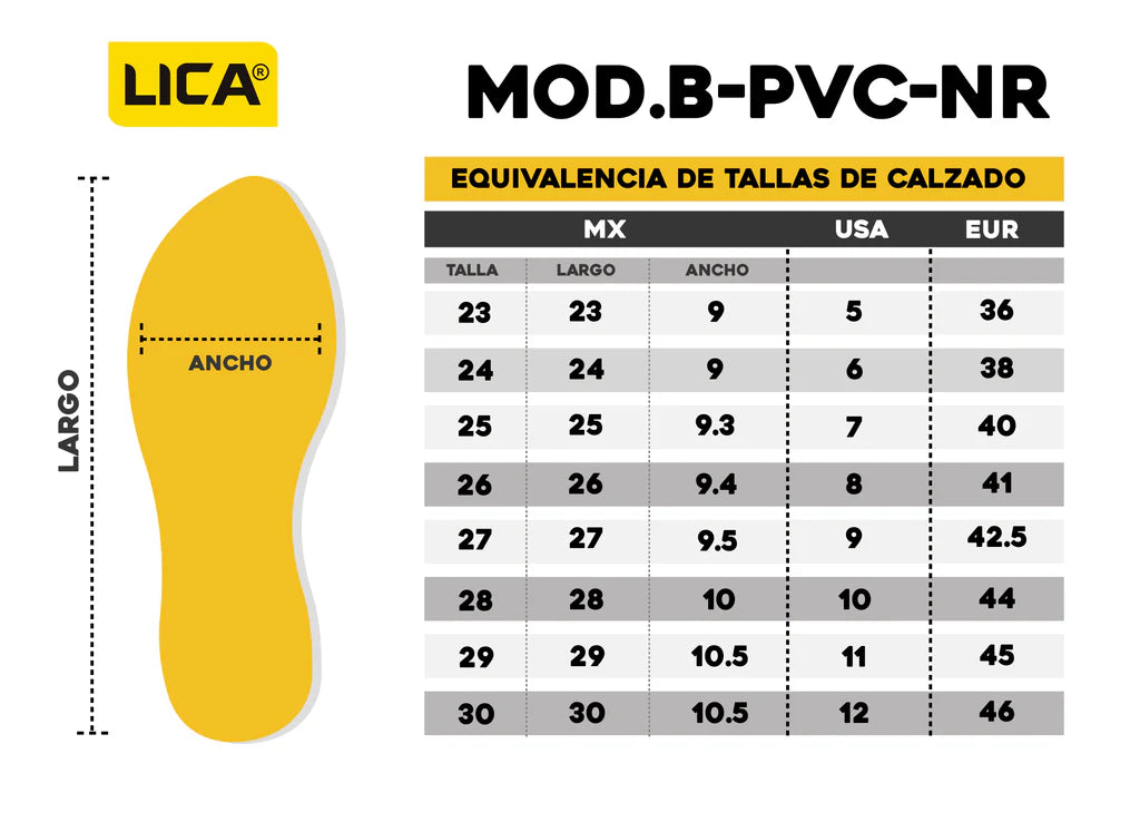 Bota industrial de PVC Mod. B-PVC-NR marca LICA