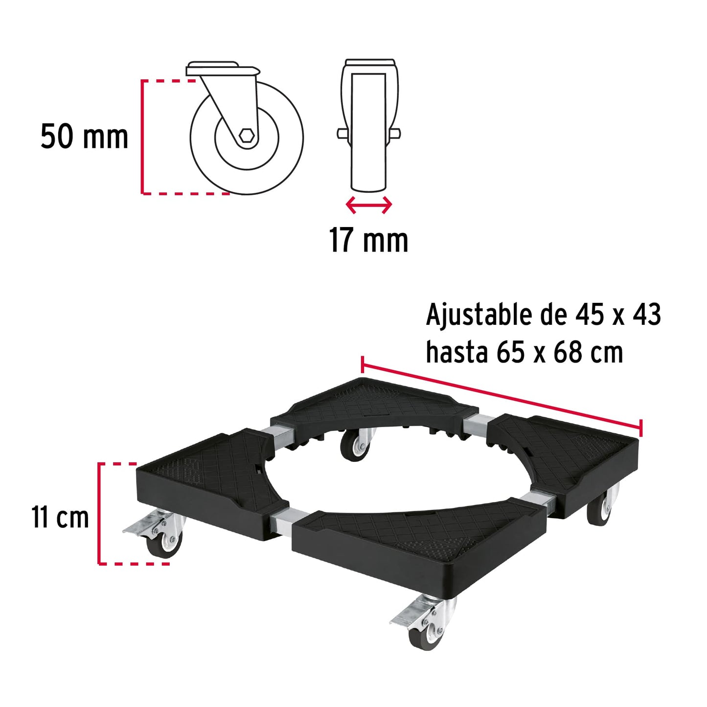 49301 Base universal con ruedas para línea blanca, Fiero