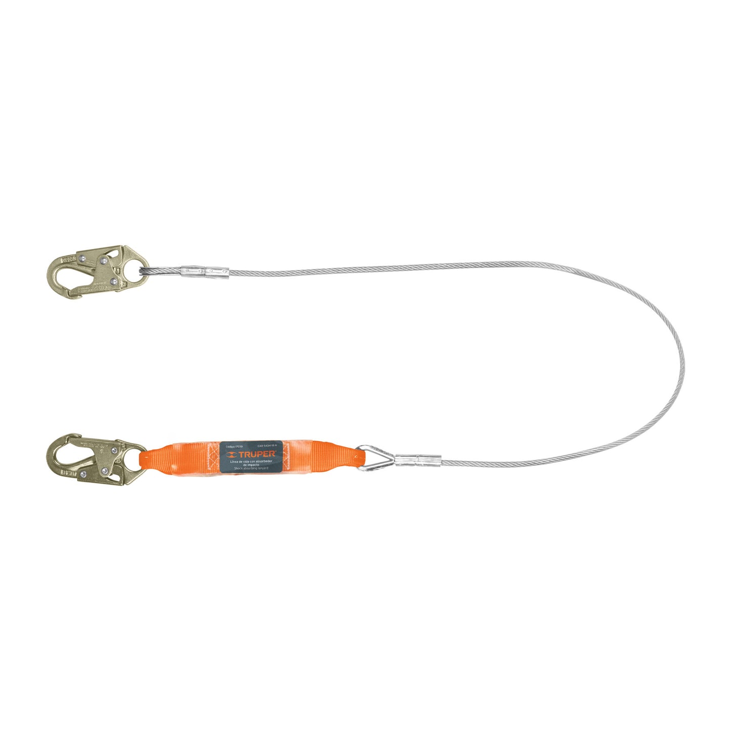 17039 Línea de vida 1.8 m cable de acero, absorbedor impacto, ANSI