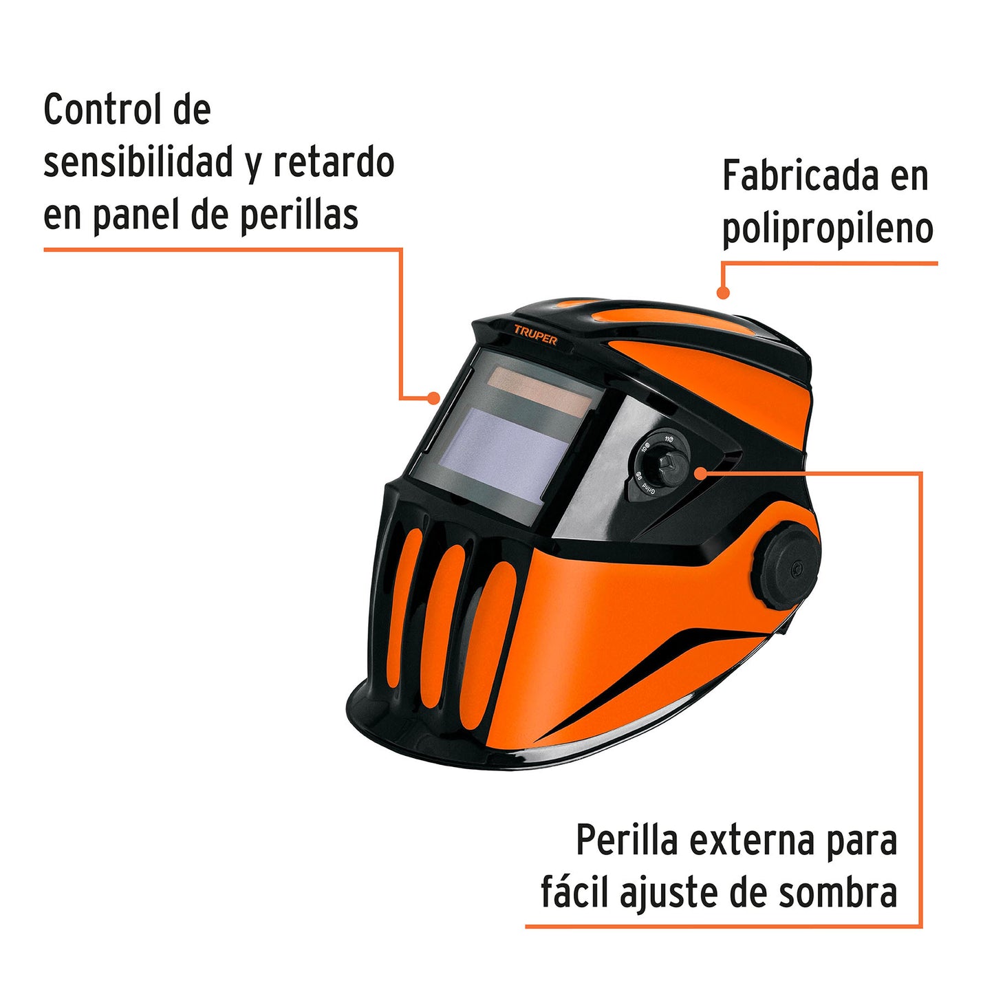 Careta electrónica p/soldar, profesional, sombra 9 a 13