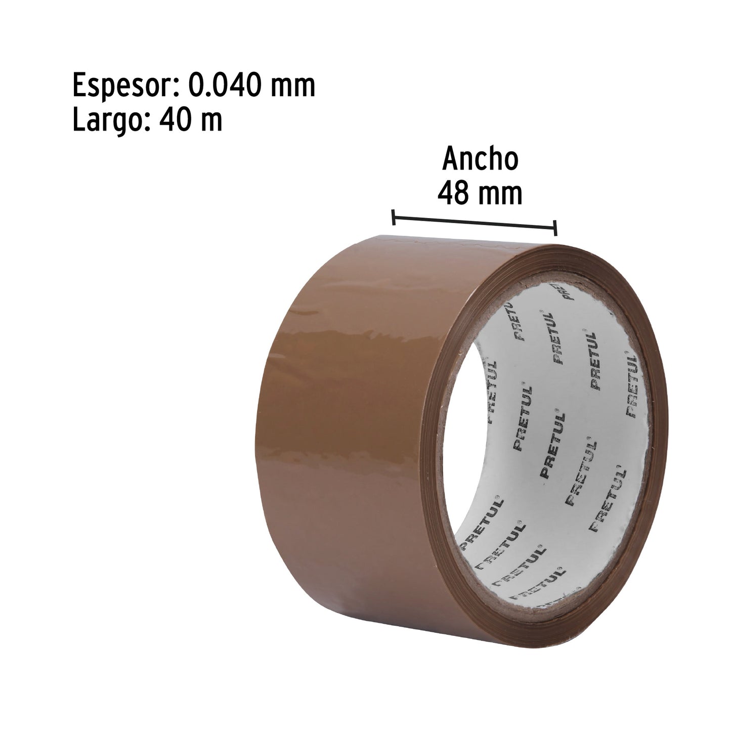 Cinta de empaque 48 mm x 40 m canela, Pretul 20524 - CCA-40P