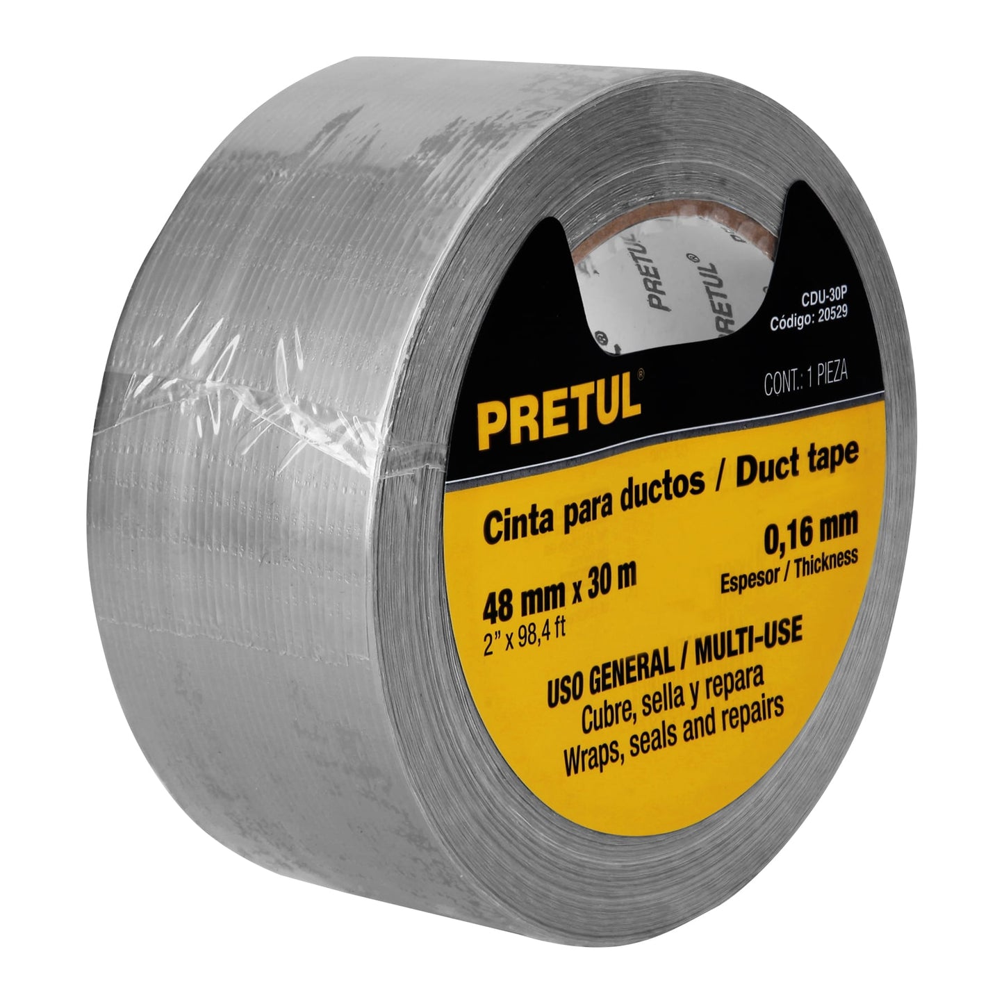 Cinta de 30 m para ducto, espesor 0.16 mm, Pretul 20529 - CDU-30P - 30 m