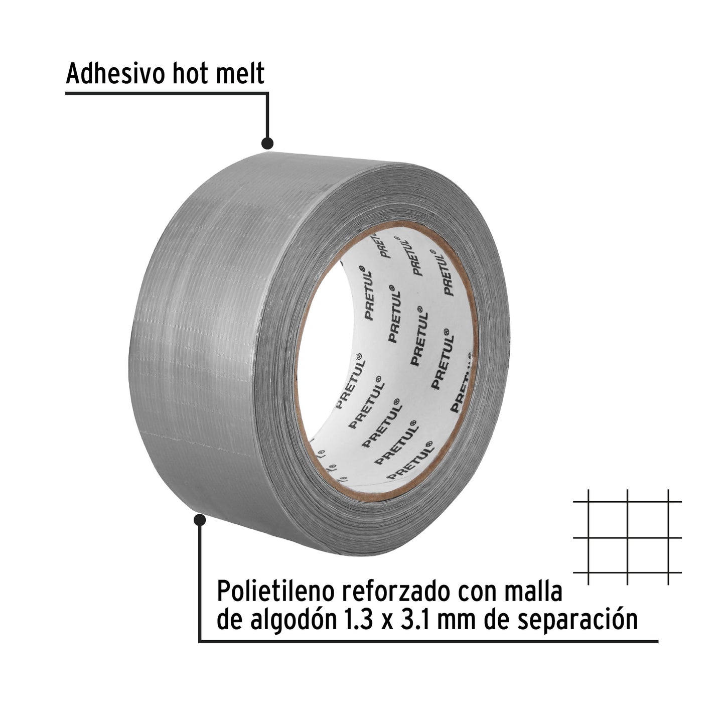 Cinta de 30 m para ducto, espesor 0.16 mm, Pretul 20529 - CDU-30P - 30 m