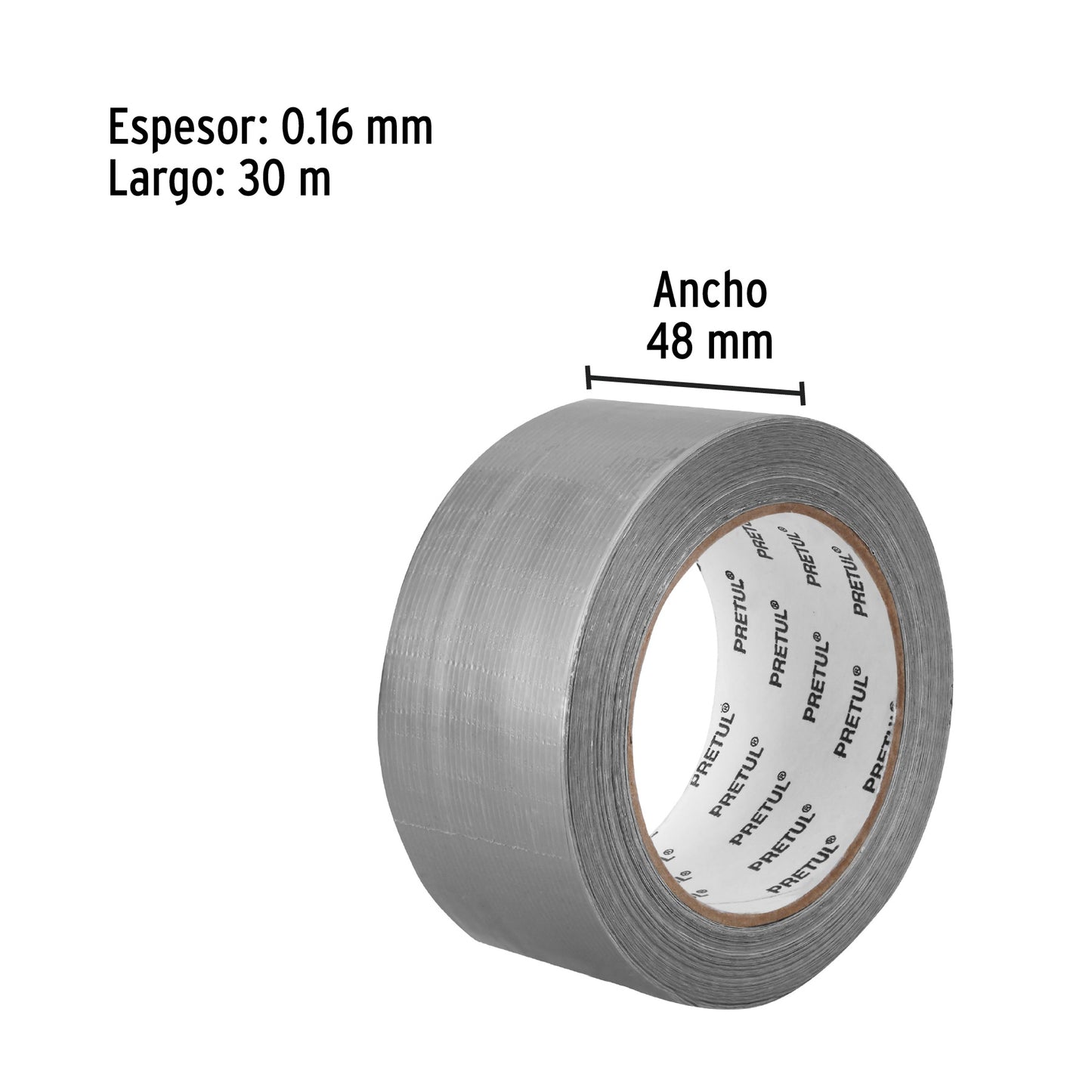 Cinta de 30 m para ducto, espesor 0.16 mm, Pretul 20529 - CDU-30P - 30 m