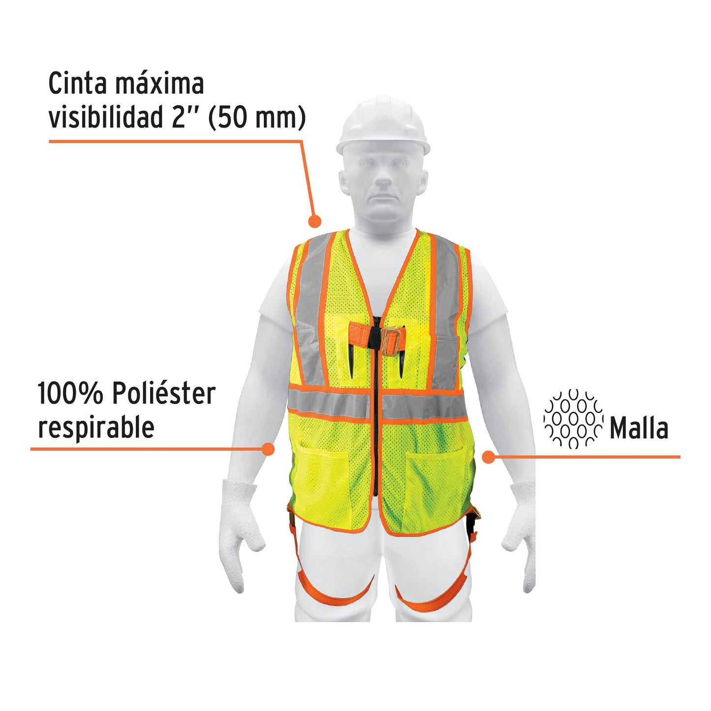 101771 Chaleco de seguridad para arnés, alta visibilidad