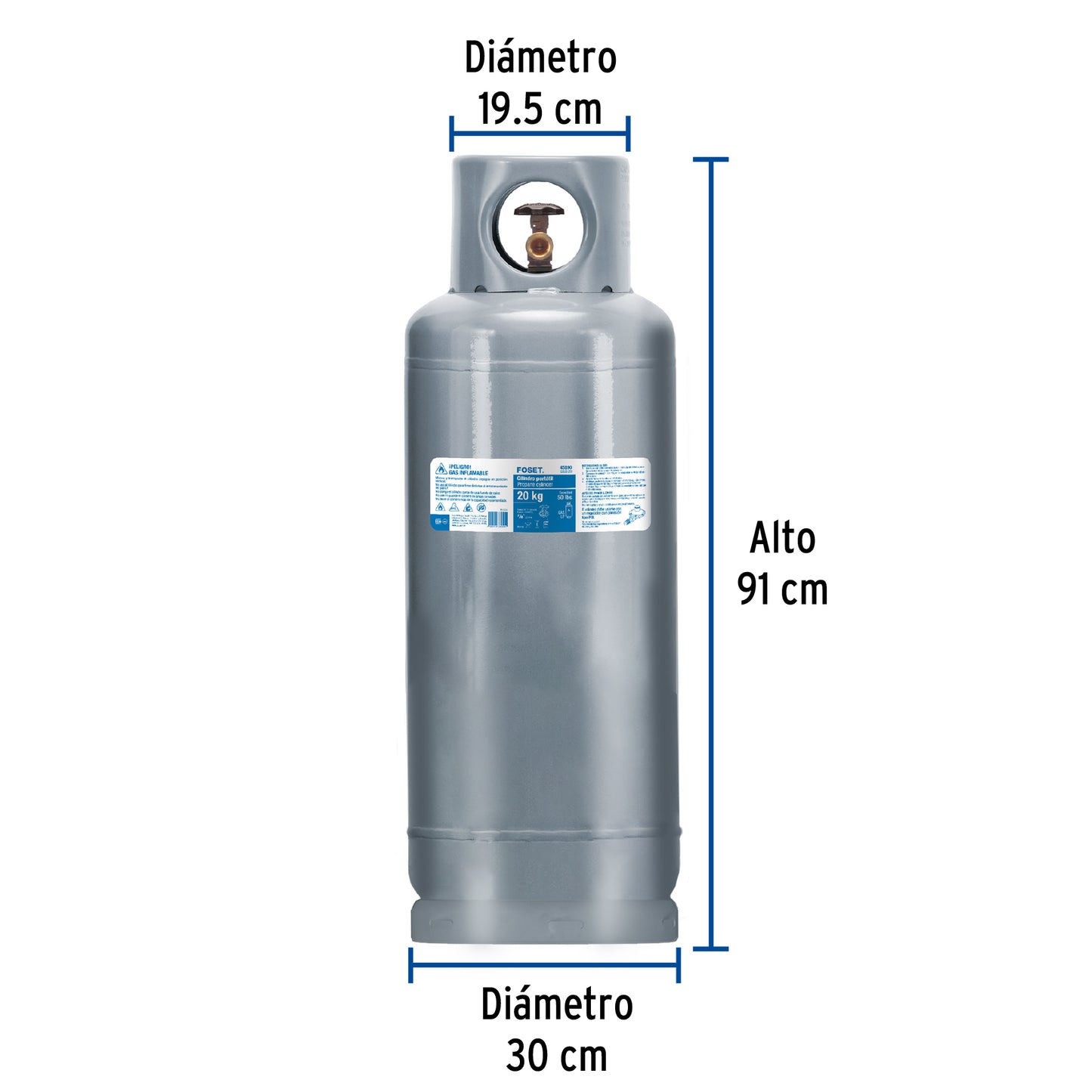 45890 CILG-20 Cilindro portátil para gas LP, 20kg (44lb) Foset