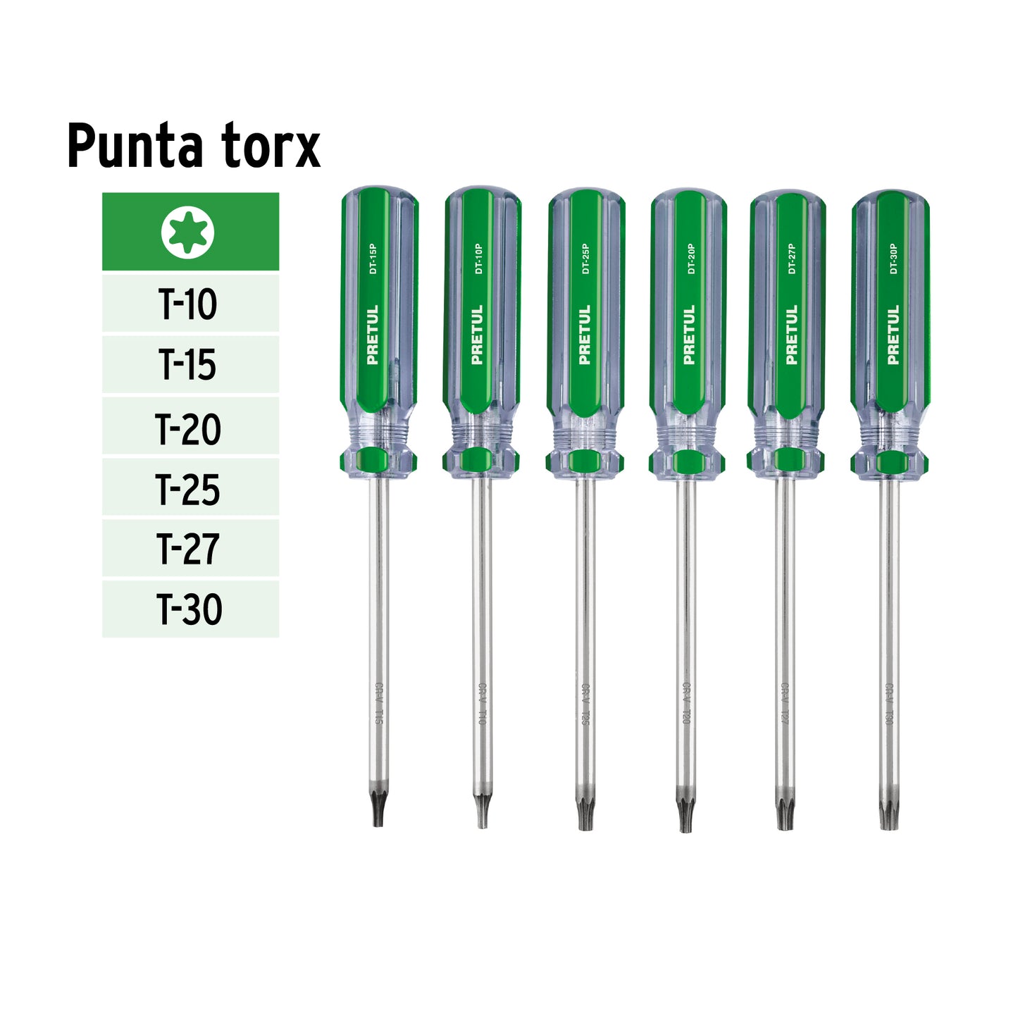 27192 DT-6P Juego de 6 desarmadores Torx mango de PVC, Pretul