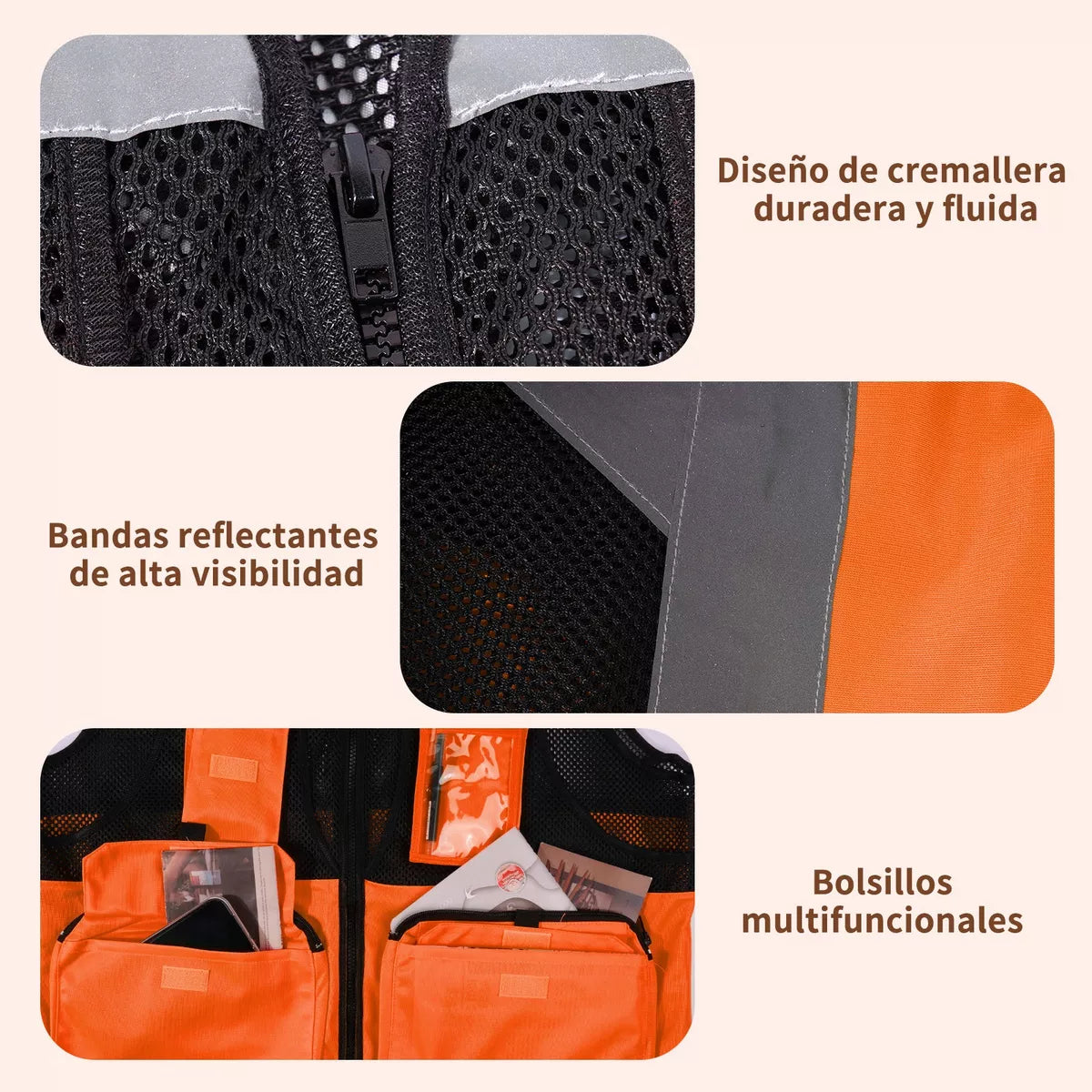 Chaleco Reflejante Seguridad De Industrial Amarillo Naranja con malla premium