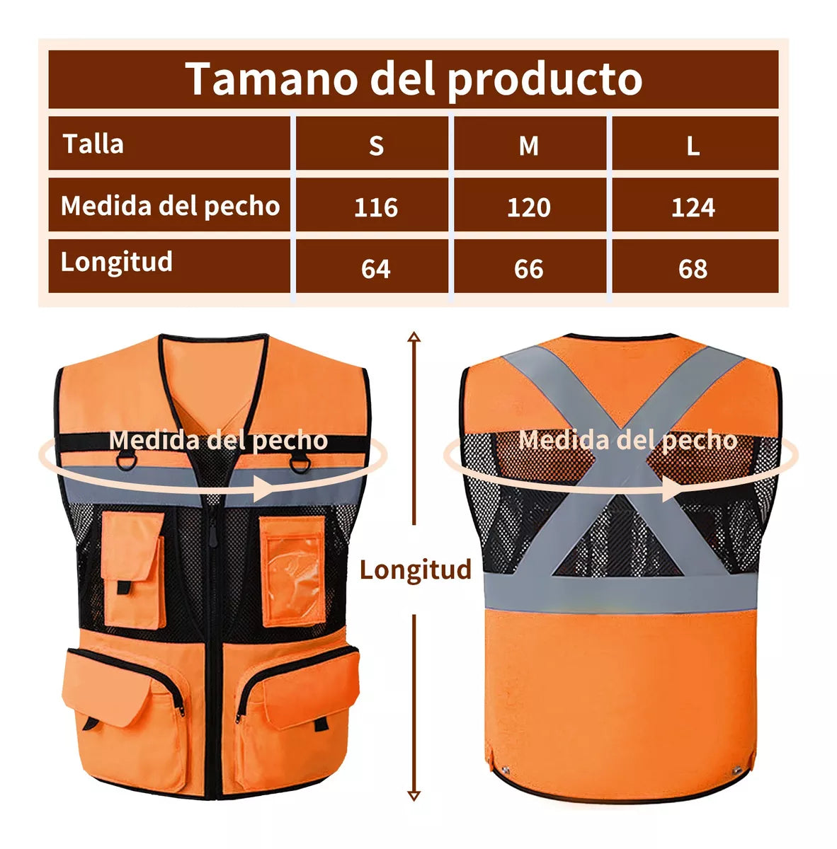 Chaleco Reflejante Seguridad De Industrial Amarillo Naranja con malla premium