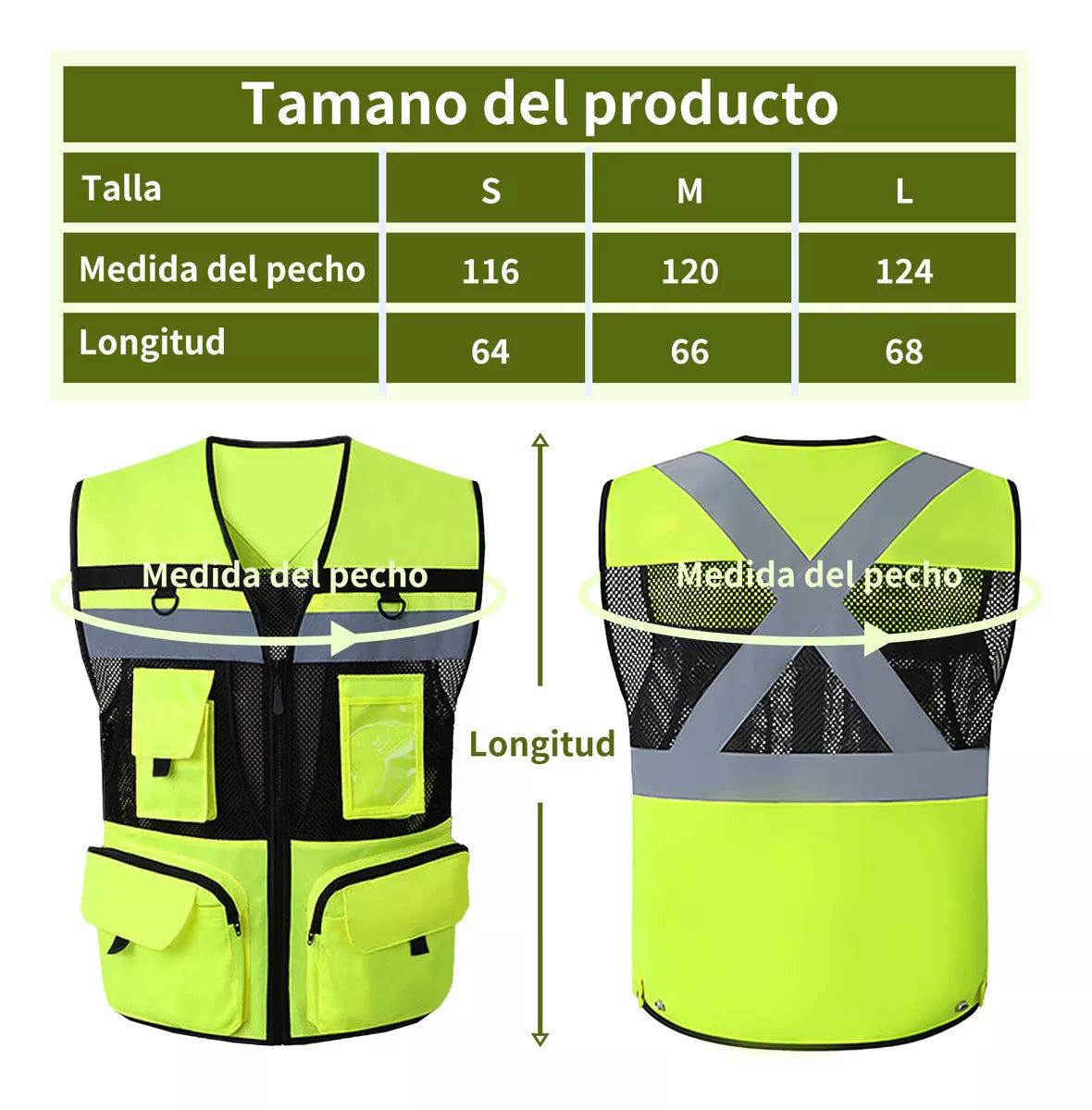 Chaleco Reflejante Seguridad De Industrial Amarillo Naranja con malla premium