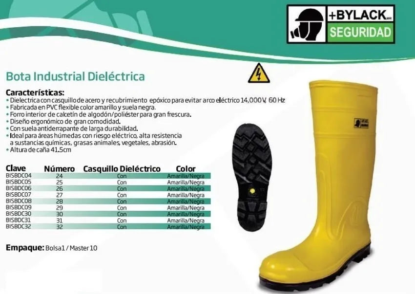 Bota De Hule Amarilla Dieléctrica Con Casquillo Bylack