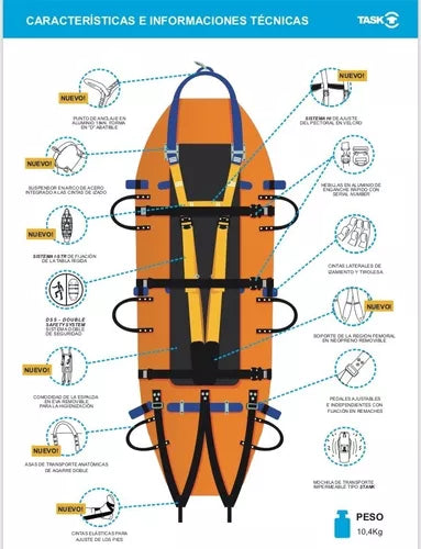 SRT WIND Camilla Rescate Vertical Aéreo Srt Wind Naranja Tipo Sked