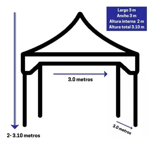 Carpa Toldo 3x3 Reforzado Plegable Impermeable Facil Instala