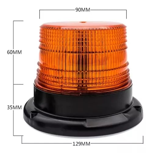 HGMX-TL-165 ME TORRETA NARANJA CON CONECTOR A TABLERO  12~24v Estrobo C/iman 16w 12 Leds