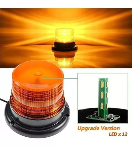 HGMX-TL-165 ME TORRETA NARANJA CON CONECTOR A TABLERO  12~24v Estrobo C/iman 16w 12 Leds