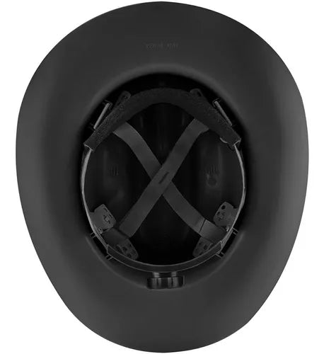 Wester Outlaw / 17330 Casco Sombrero negro Western Con Suspensión Matraca De 4 Pts.