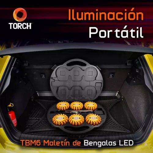 Maletín Kit 6 Bengalas Led Torch Uso Rudo Minería Destello