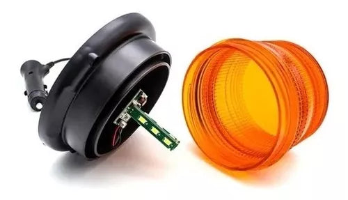 HGMX-TL-165 ME TORRETA NARANJA CON CONECTOR A TABLERO  12~24v Estrobo C/iman 16w 12 Leds