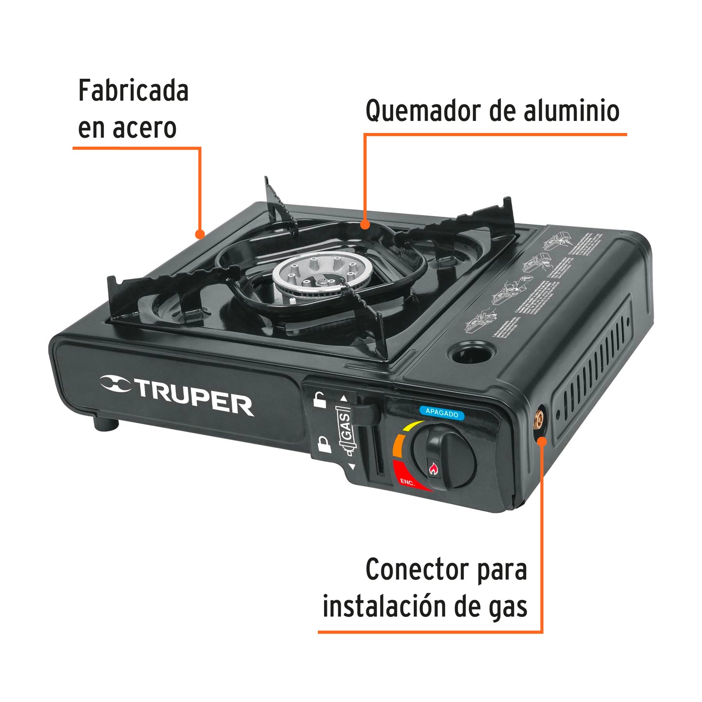 15005 ESPO-1 Estufilla portátil para gas, encendido electrónico, Truper