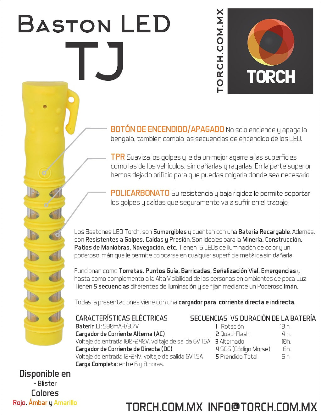 Señalización Vial Torreta Emergencia Recargable Led Imán 10h JACK