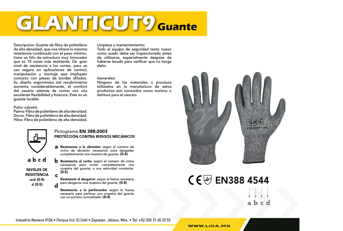 GLANTICUT Guante Anticorte Nivel 5 Marca LICA