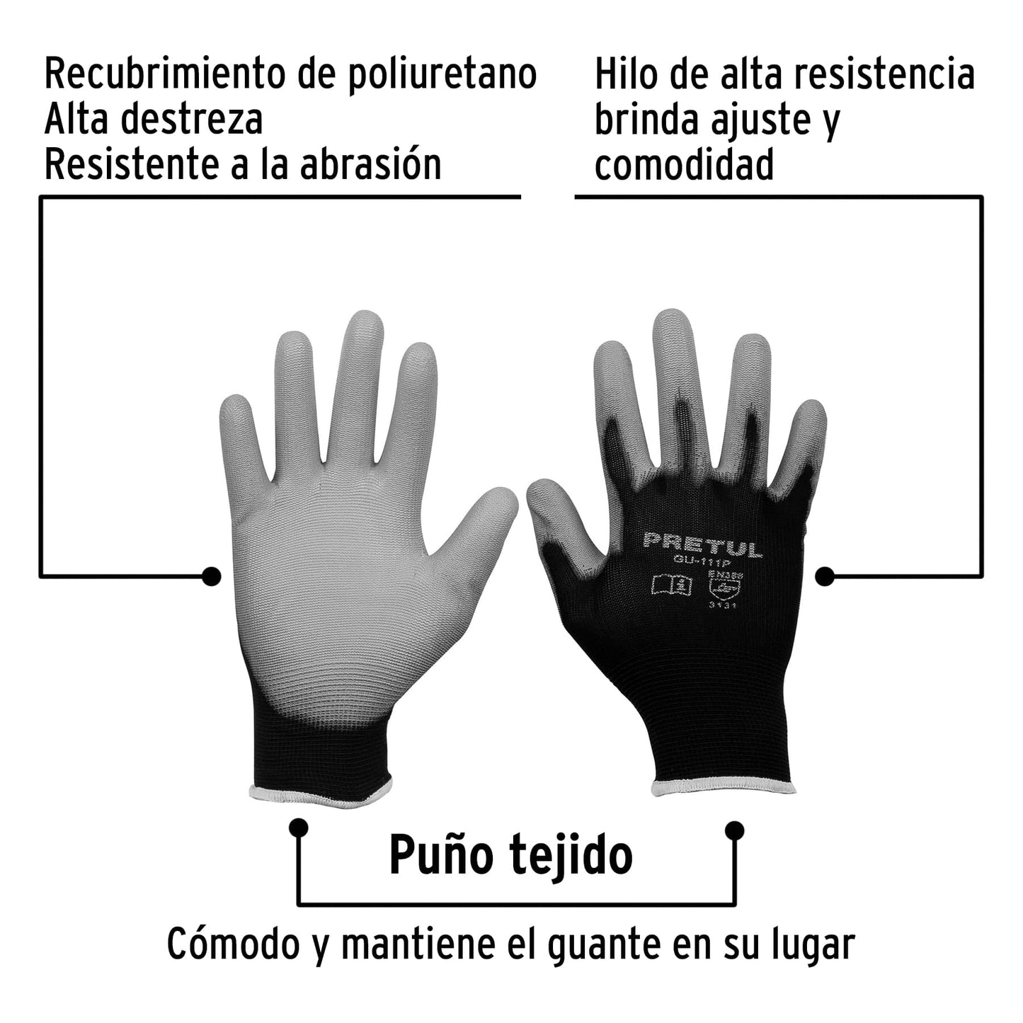 2002_ - GU-11_P - __ Guantes de nylon recubiertos de poliuretano, PRETUL