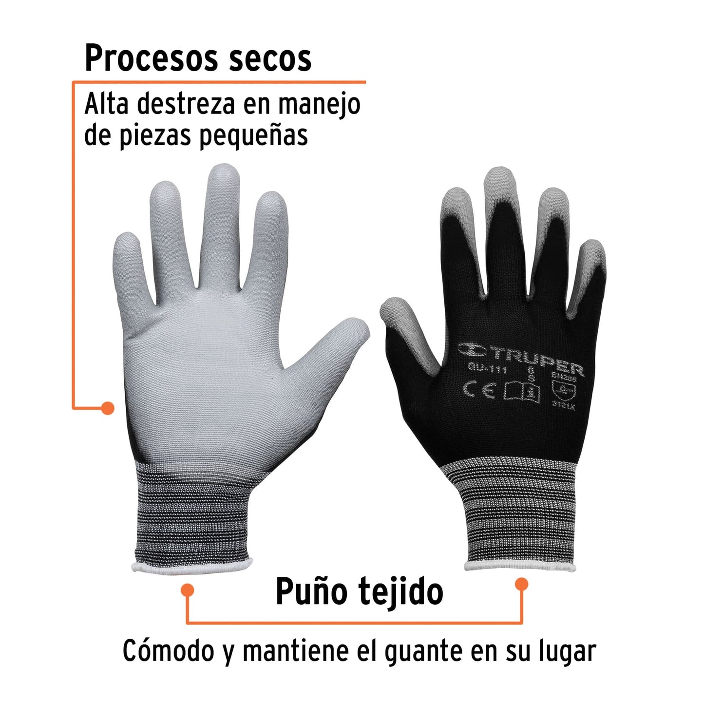 1329_ - GU-11_ - __ Guantes de nylon recubiertos de poliuretano, TRUPER