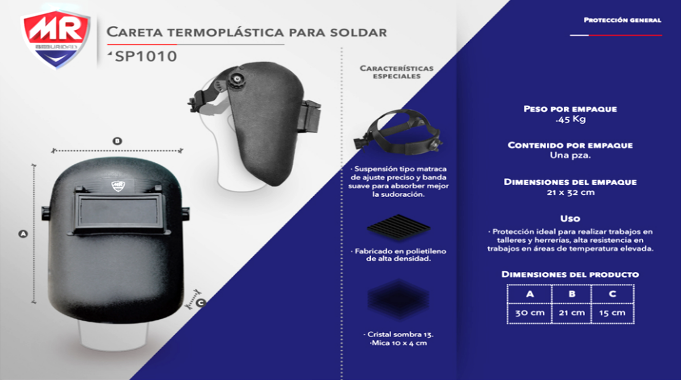 SP1010 Careta P/Soldar C/Cristal Y Arnes