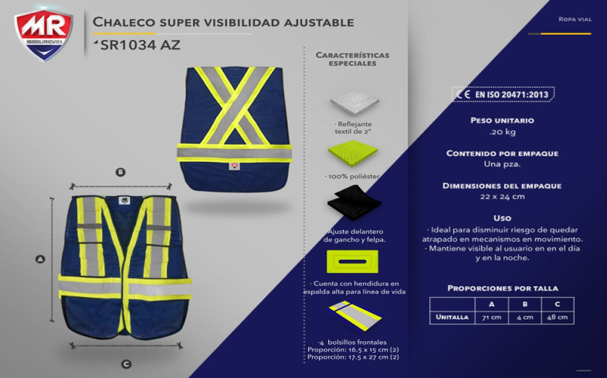 BAJO PEDIDO SR1034 Chaleco Super Visibilidad Ajustable