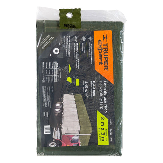 16373 LT-23X Lona uso rudo, verde olivo, 2 X 3 m, Truper Expert