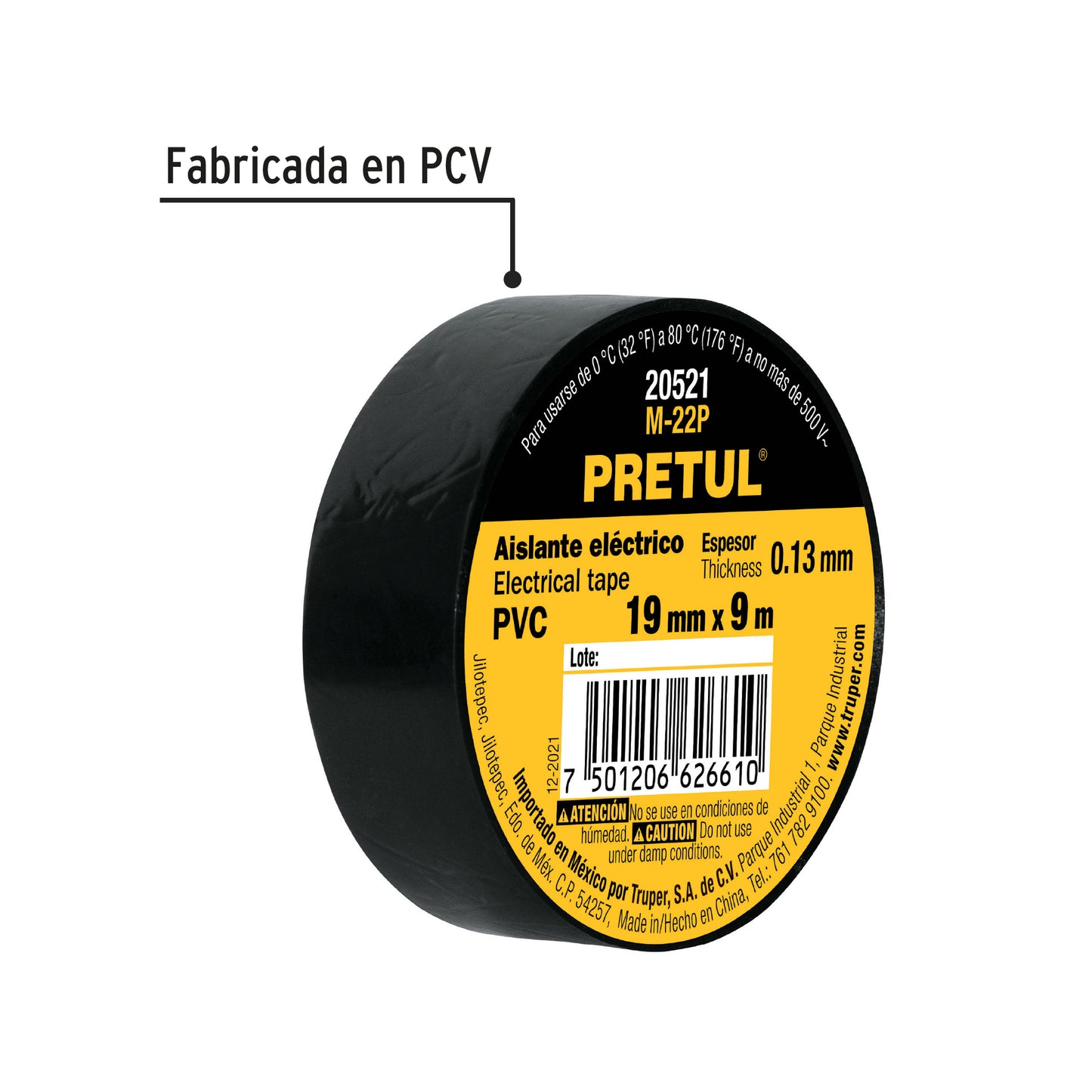 PAQ DE 6 Cinta de aislar de 9 m x 19 mm, negra, Pretul