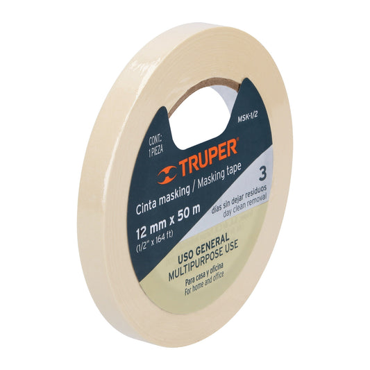 MISK-1/2 12589 Cinta masking tape de 1/2" x 50 m, Truper