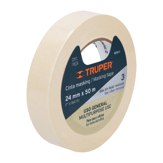 Cinta masking tape de 1" x 50 m, Truper 12591 - MSK-1 - 24 mm