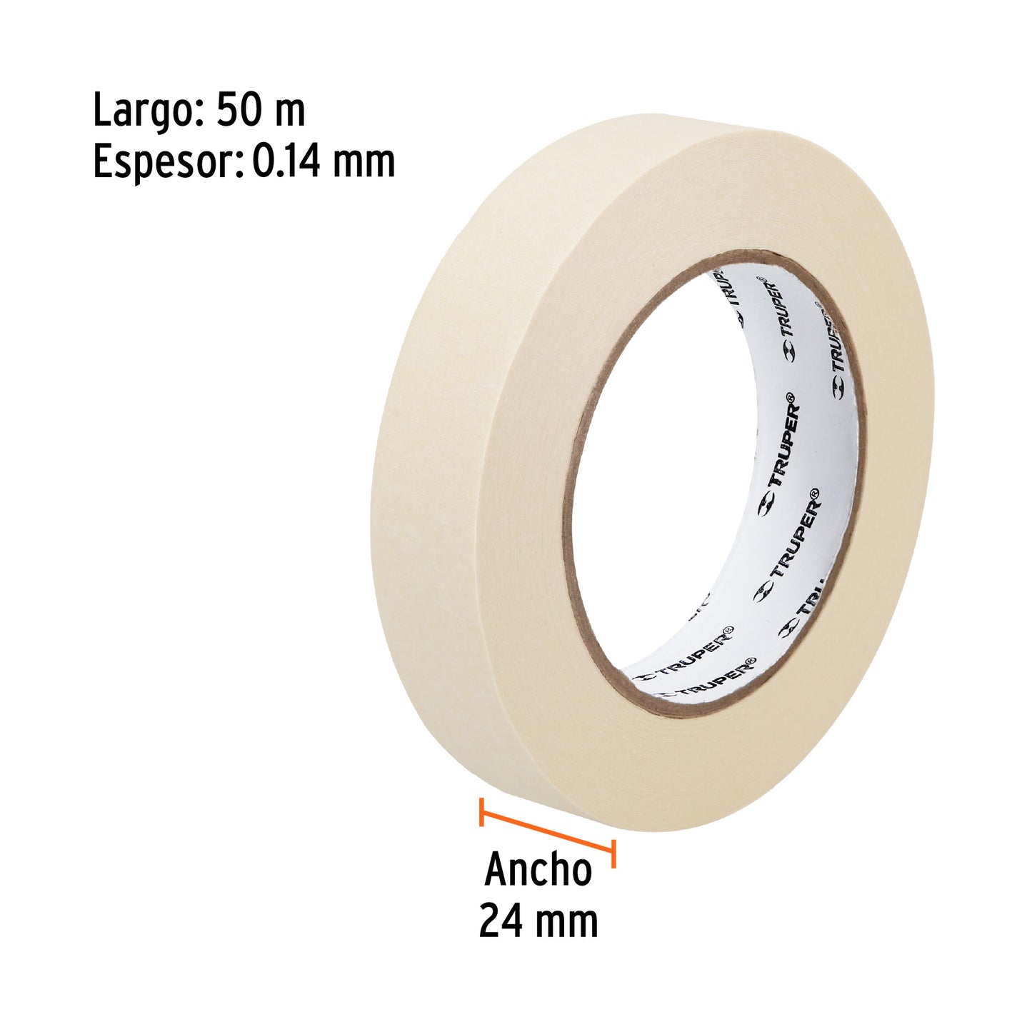 Cinta masking tape de 1" x 50 m, Truper 12591 - MSK-1 - 24 mm