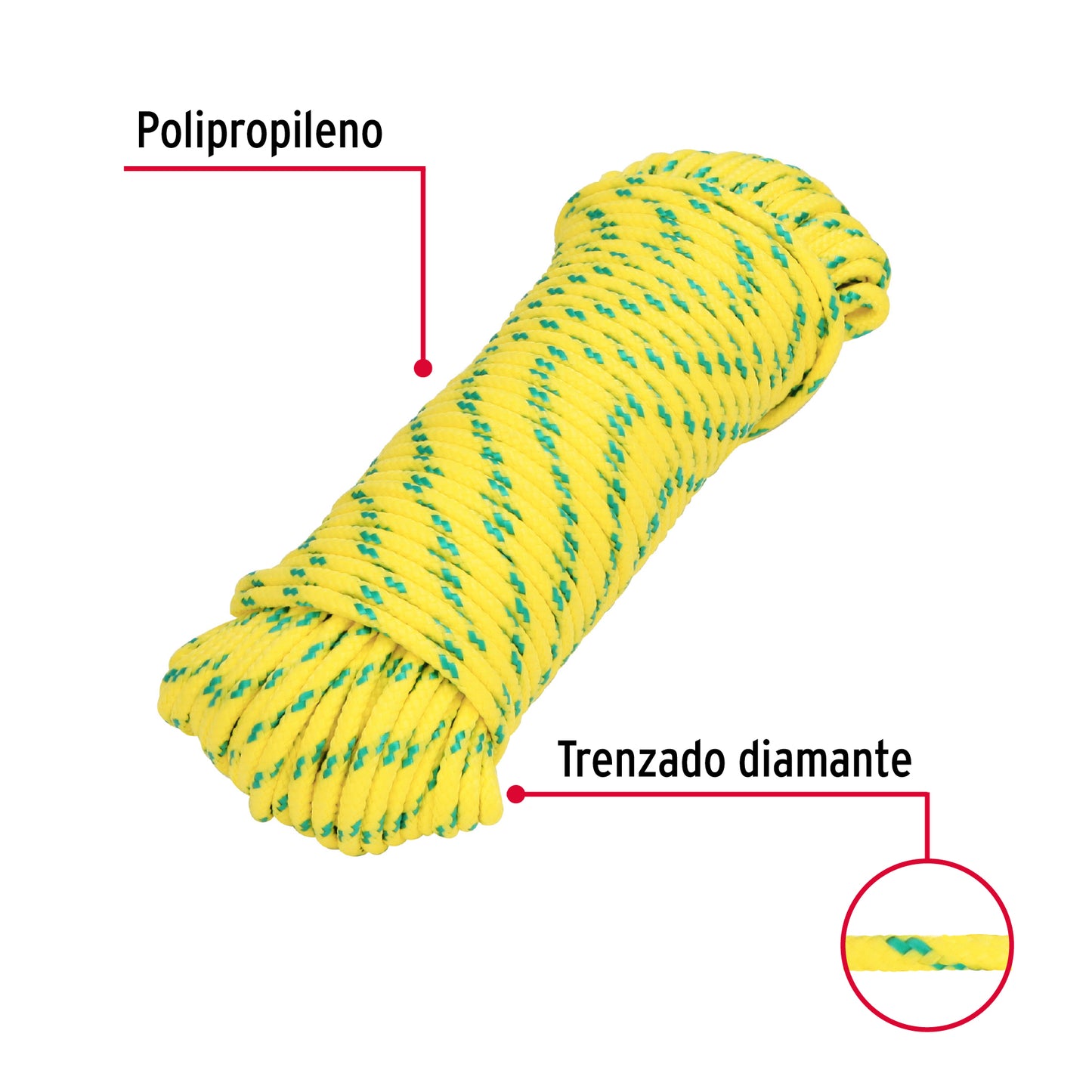 Piola de Polipropileno trenzada, multicolor, 4mm x 30m