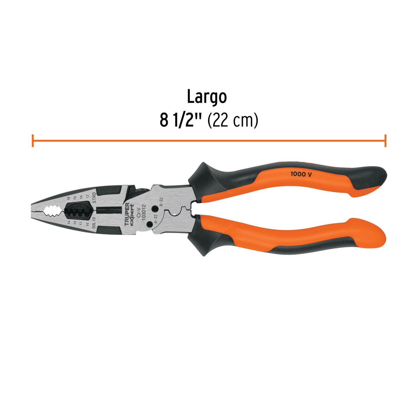 Pinza multiuso 8" electricista, comfort grip, Truper Expert