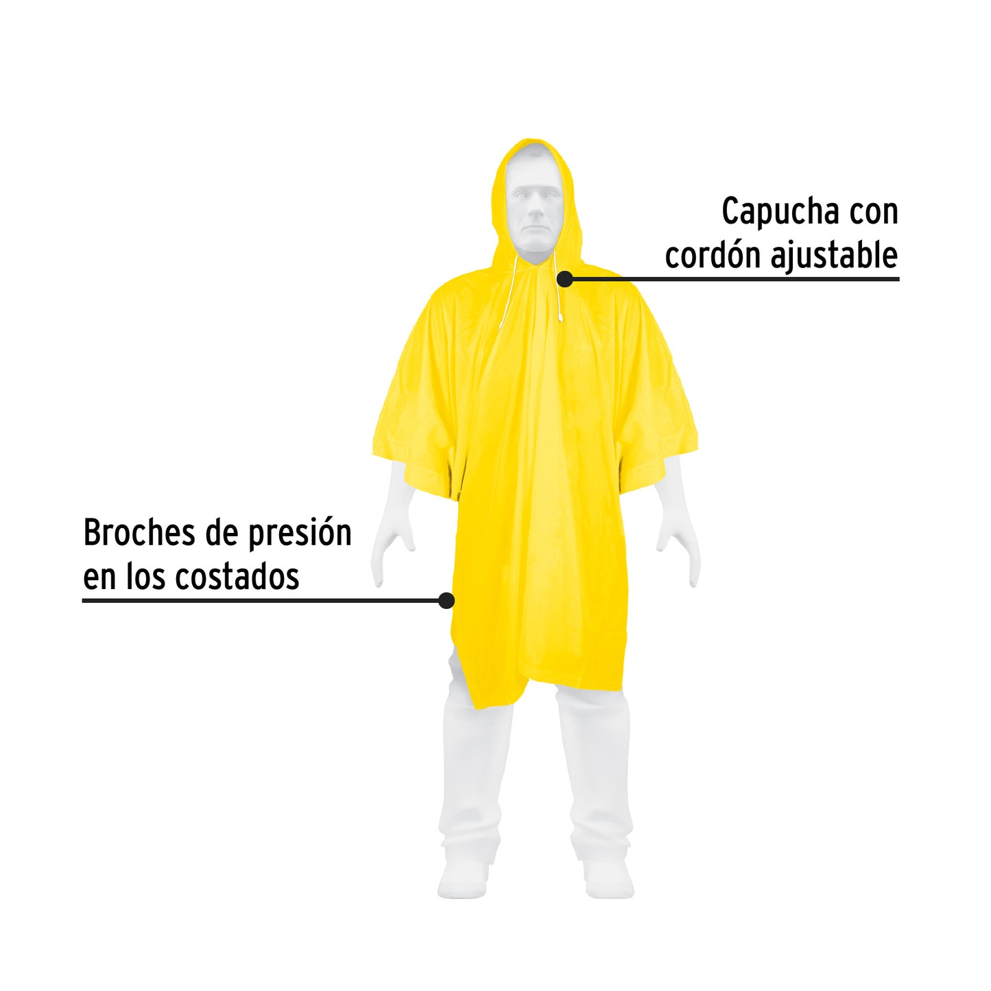 21541 PONCHO-P Poncho o capamanga ligero de PVC, Pretul