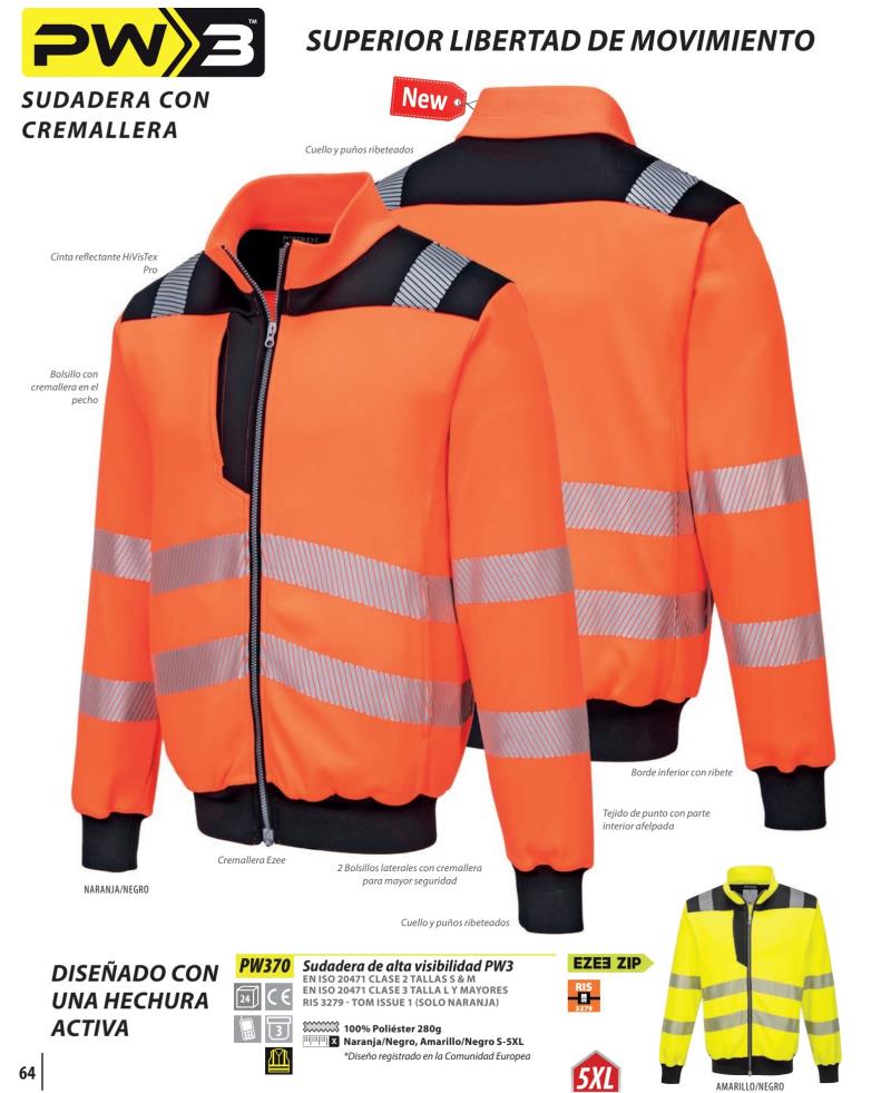 PW370 - Sudadera de alta visibilidad con cremallera PW3