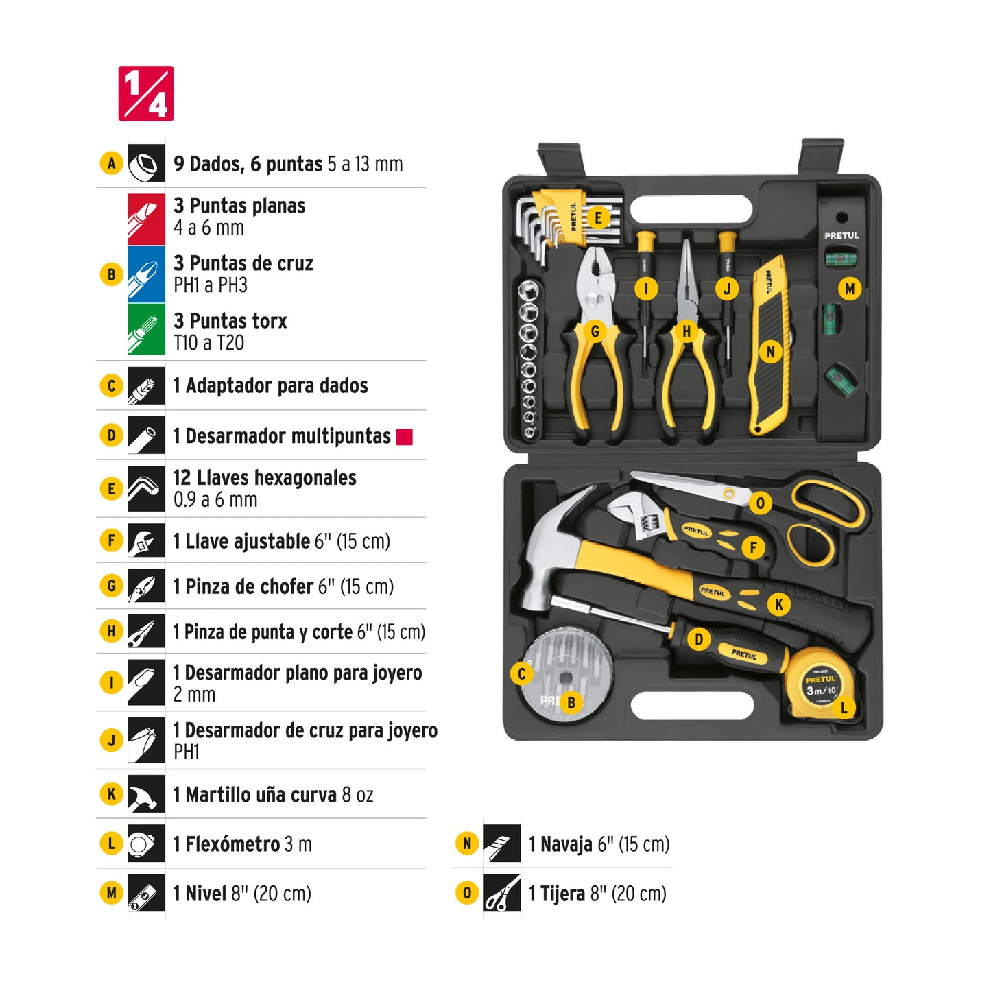 22101 SET-42 Juego de 42 herramientas Comfort Grip, Pretul