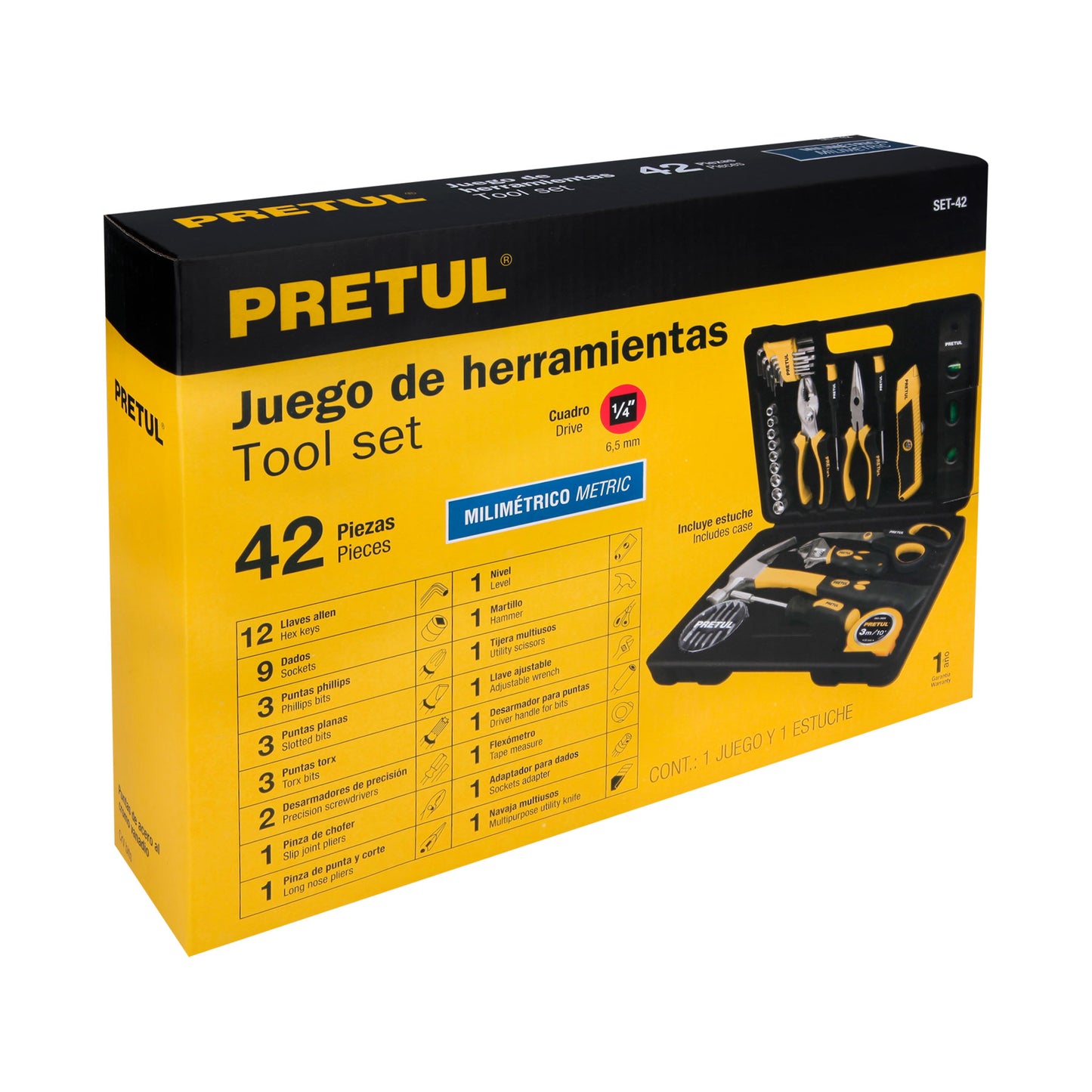 22101 SET-42 Juego de 42 herramientas Comfort Grip, Pretul