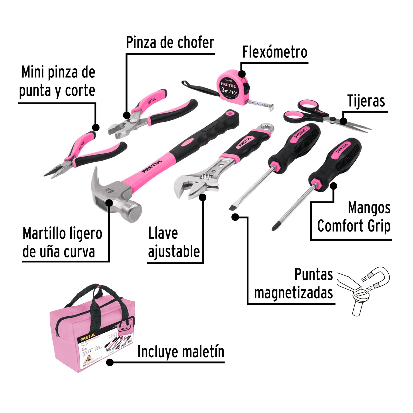 21251 SET-MA8 MOCHILA CON HERRAMIENTA ROSA PRETUL