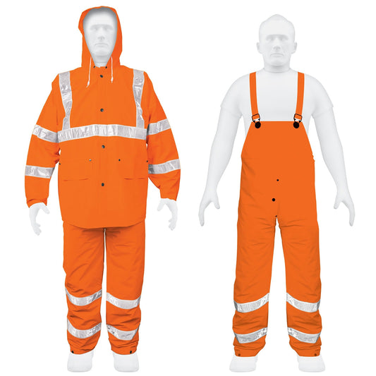 1740 Conjunto impermeable doble capa naranja con reflejante