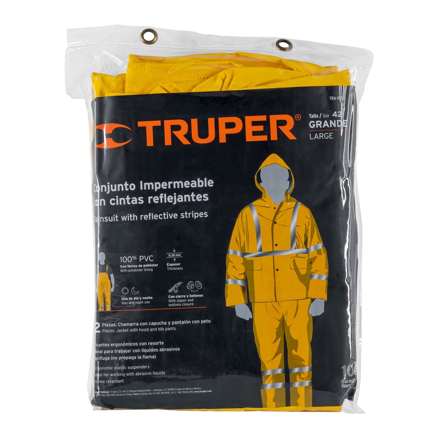 1841 conjunto impermeable doble capa amarillo con reflejante