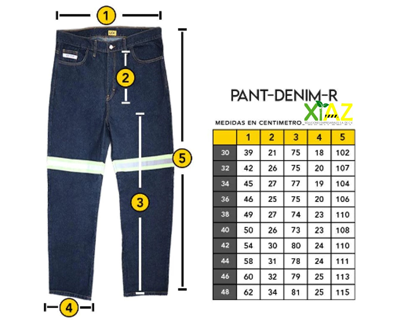 PANT-DENIM-R Pantalón de Mezclilla con Reflejante.